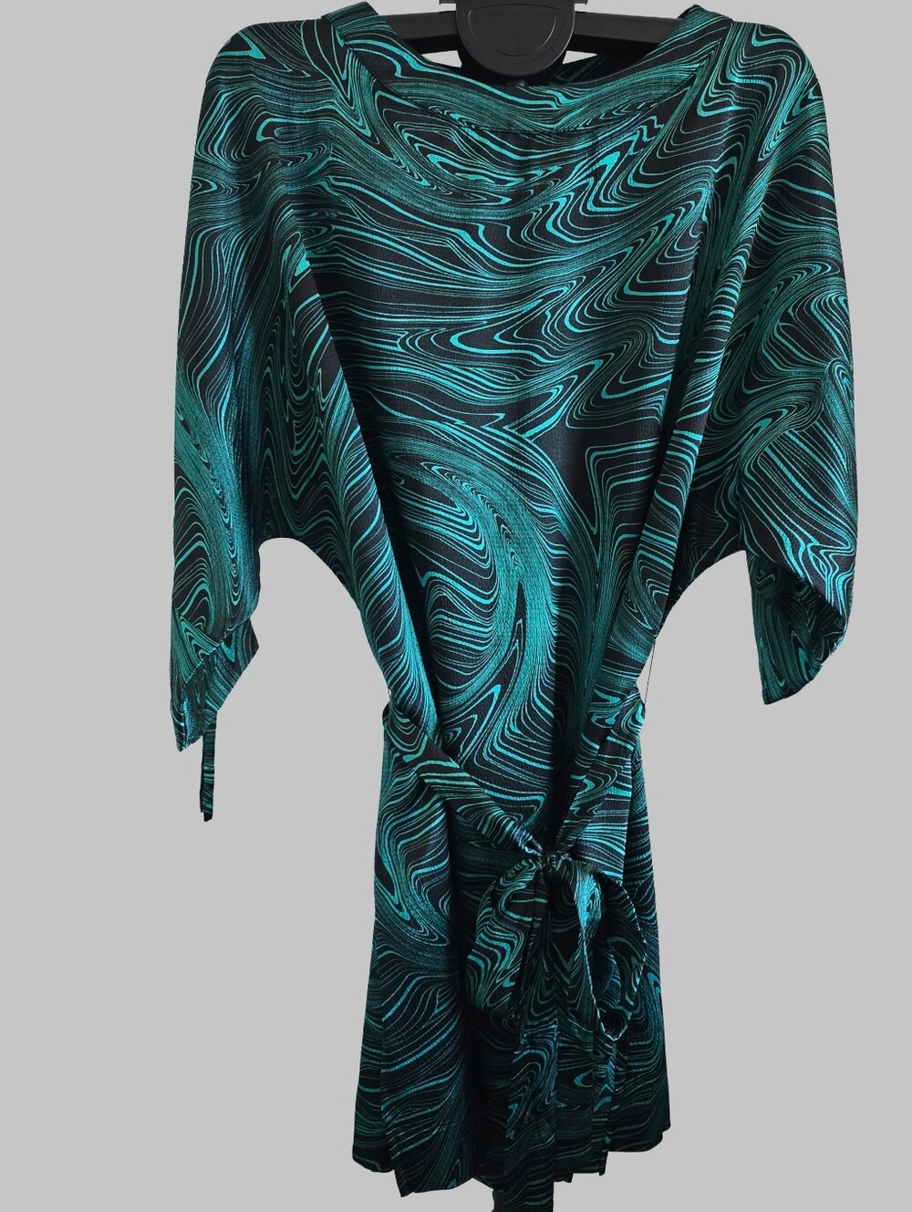 Lane Bryant Women’s Teal Swirl Print Tunic Dress With Side Slits -